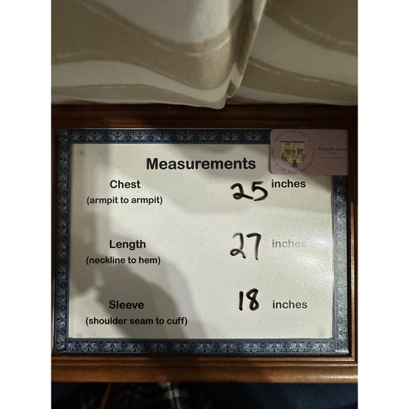 Chico’s size 3(XL/16) tan stripe cuffed 3/4 sleeve button front top - Picture 7 of 7